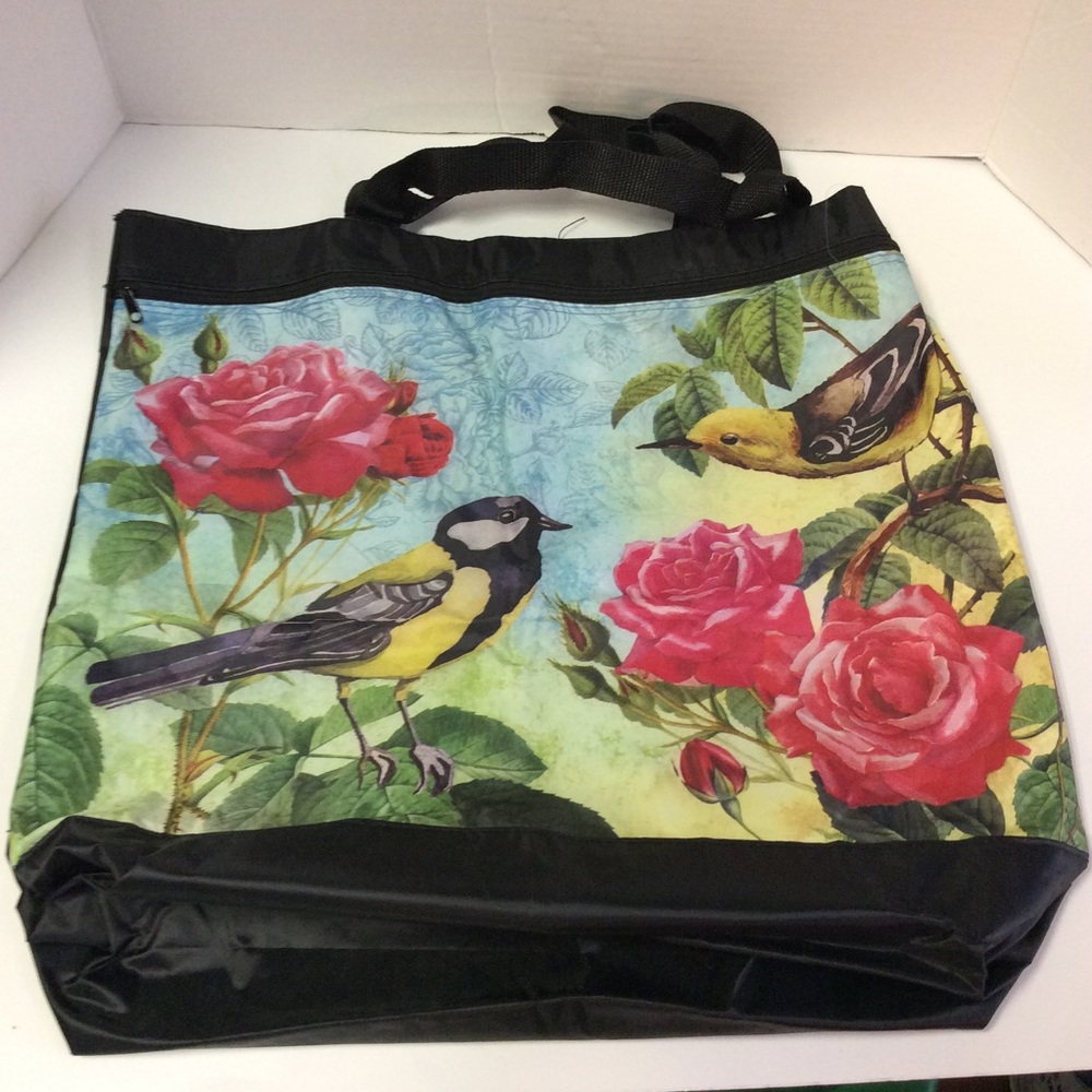 2 Totes Floral w/ Birds, floral w/ Butterflies New